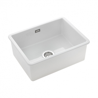 Rangemaster Rustique 1.0 Bowl Ceramic Kitchen Sink with Waste Kit 598mm L x 462mm W - White