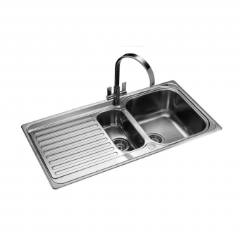 Rangemaster Sedona  1.5 Bowl Inset Kitchen Sink with Waste Kit 985mm L x 508mm W - Stainless Steel