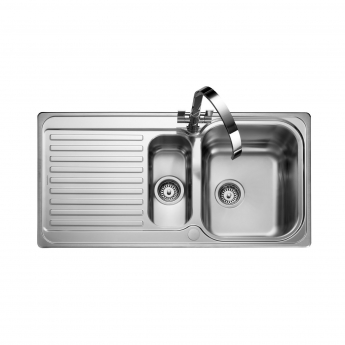 Rangemaster Sedona  1.5 Bowl Inset Kitchen Sink with Waste Kit 985mm L x 508mm W - Stainless Steel