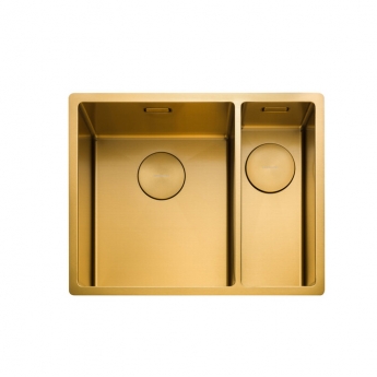 Rangemaster Spectra 1.5 Bowl Kitchen Sink RH & Waste Kit 555mm L x 440mm W - Gold | Product Image