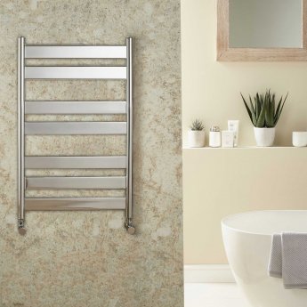 Redroom Azor Flat Panel Heated Towel Rail 800mm H x 500mm W - Chrome | Product Image