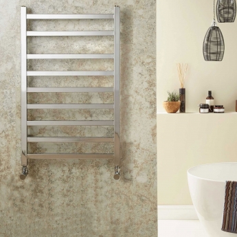 Redroom Baxx Designer Heated Towel Rail 800mm H x 500mm W - Chrome | Product Image