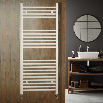 Redroom Elan Straight Heated Towel Rail 1200mm H x 400mm W - White
