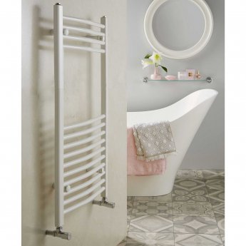 Redroom Elan Curved Heated Towel Rail 800mm H x 500mm W - White | Product Image