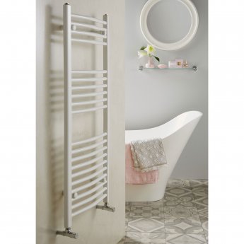 Redroom Elan Curved Heated Towel Rail 1200mm H x 500mm W - White | Product Image