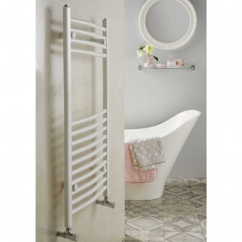 Redroom Elan Curved Heated Towel Rail 800mm H x 600mm W - White