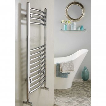 Redroom Elan Curved Heated Towel Rail 800mm H x 600mm W - Chrome | Product Image