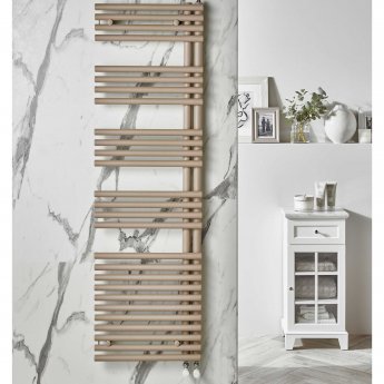 Redroom Omnia Left Handed Designer Heated Towel Rail 1161mm H x 496mm W - Quartz Beige