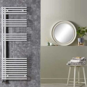 Redroom Omnia Right Handed Designer Heated Towel Rail 1161mm H x 596mm W - White | Product Image