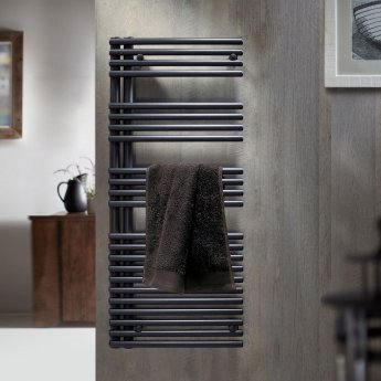 Redroom Omnia Right Handed Designer Heated Towel Rail 1161mm H x 496mm W - Anthracite | Product Image