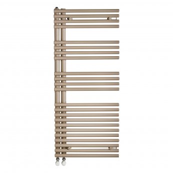 Redroom Omnia Right Handed Designer Heated Towel Rail 1161mm H x 496mm W - Quartz Beige | Product Image