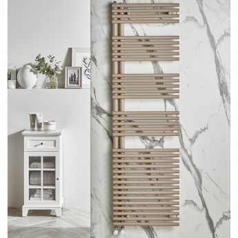Redroom Omnia Right Handed Designer Heated Towel Rail 1161mm H x 496mm W - Quartz Beige | Product Image