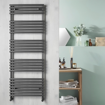 Redroom TT Lux Designer Heated Towel Rail 1355mm H x 496mm W - Matt Black | Product Image