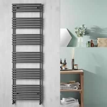 Redroom TT Lux Designer Heated Towel Rail 1635mm H x 496mm W - Matt Black | Product Image
