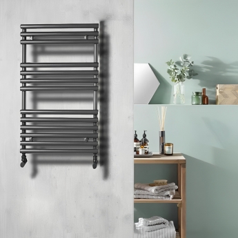 Redroom TT Lux Designer Heated Towel Rail 675mm H x 496mm W - Matt Black
