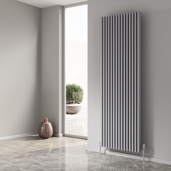 Reina Albano Designer Vertical Aluminium Radiator 1800mm H x 270mm W - Silver | Product Image