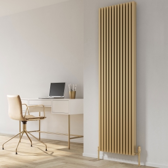 Reina Albano Brass Effect Vertical Aluminium Designer Radiator