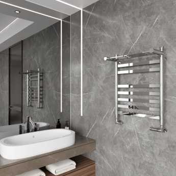Reina Alento Designer Heated Towel Rail 720mm H x 530mm W Polished Stainless Steel