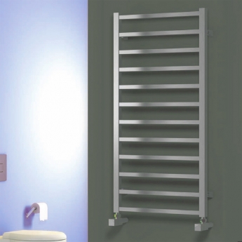 Reina Arden Square Tube Heated Towel Rail 1000mm H x 500mm W Brushed Stainless Steel