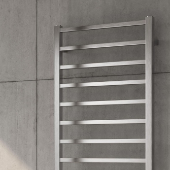 Reina Arden Square Tube Heated Towel Rail 1000mm H x 500mm W Brushed Stainless Steel