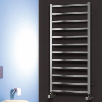 Reina Arden Square Tube Heated Towel Rail 500mm H x 500mm W Brushed Stainless Steel