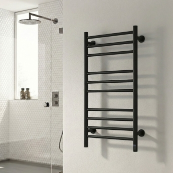 Reina Arnage Dry Electric Heated Towel Rail 800mm H x 500mm W - Matt Black | Product Image
