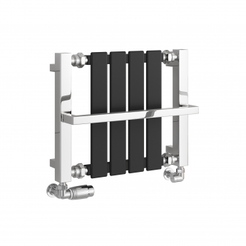 Reina Ashen Designer Radiator Towel Rail 400mm H x 490mm W - Black | Product Image
