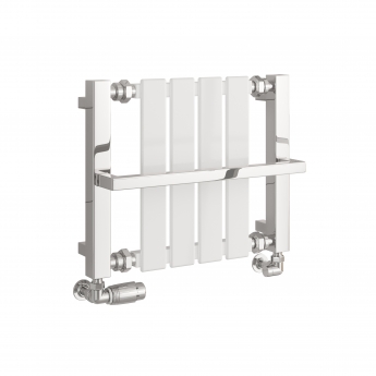 Reina Ashen Designer Radiator Towel Rail 400mm H x 490mm W - White | Product Image