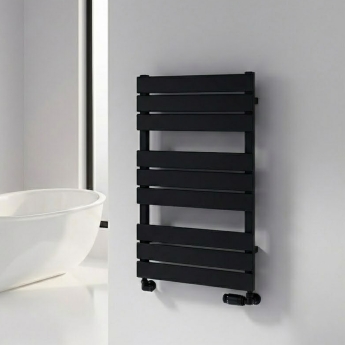 Reina Avola Flat Panel Heated Towel Rail 823mm H x 500mm W - Black | Product Image