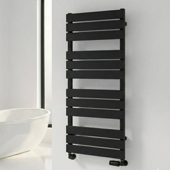 Reina Avola Flat Panel Heated Towel Rail 1124mm H x 500mm W - Black | Product Image