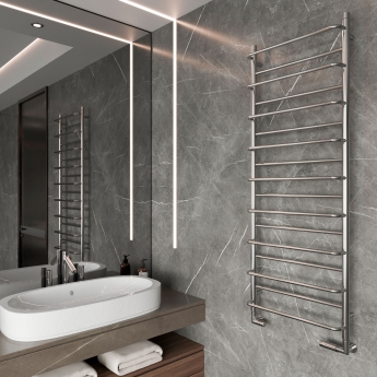 Reina Belbo Designer Heated Towel Rail 1540mm H x 530mm W Polished Stainless Steel | Product Image