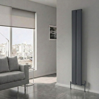 Reina Caldaro Single Vertical Aluminium Radiator 1800mm H x 245mm W - Anthracite | Product Image
