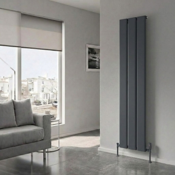Reina Caldaro Single Vertical Aluminium Radiator 1800mm H x 370mm W - Anthracite | Product Image