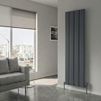 Reina Caldaro Single Vertical Aluminium Radiator 1800mm H x 495mm W - Anthracite | Product Image