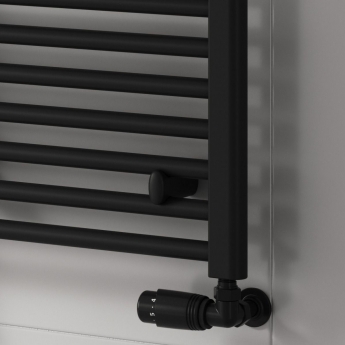 Reina Capo Straight Heated Towel Rail 1200mm H x 400mm W - Black