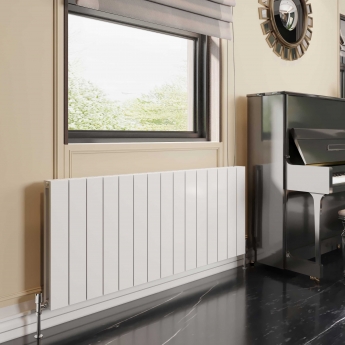 Reina Casina Double Horizontal Aluminium Radiator 600mm H x 1420mm W White