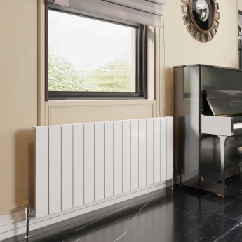 Reina Casina Single Horizontal Aluminium Radiator 600mm H x 1420mm W White | Product Image