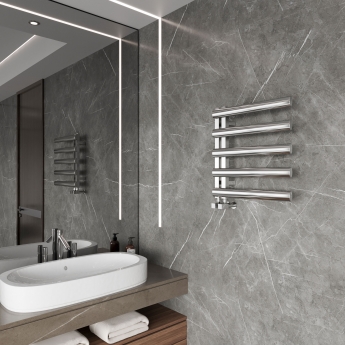 Reina Cavo Designer Heated Towel Rail 530mm H x 500mm W Polished Stainless Steel
