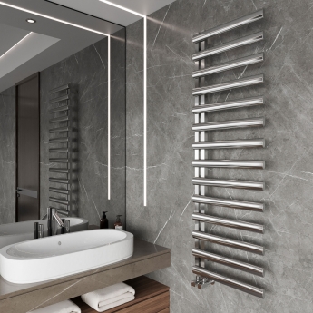 Reina Cavo Designer Heated Towel Rail 1580mm H x 500mm W Polished Stainless Steel