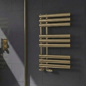 Reina Chisa Designer Heated Towel Rail 820mm H x 500mm W Brushed Brass | Product Image