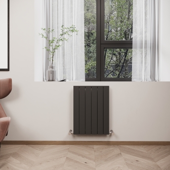 Reina Flat Double Designer Horizontal Radiator 600mm H x 440mm W Anthracite