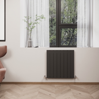 Reina Flat Single Designer Horizontal Radiator 600mm H x 588mm W Anthracite