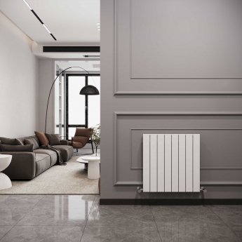 Reina Flat Single Designer Horizontal Radiator 600mm H x 588mm W White