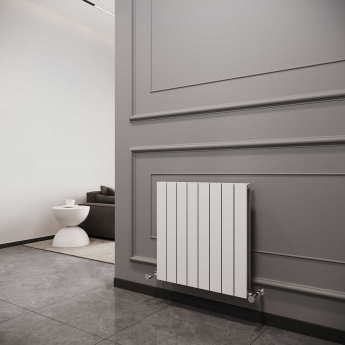 Reina Flat Double Designer Horizontal Radiator 600mm H x 588mm W White | Product Image