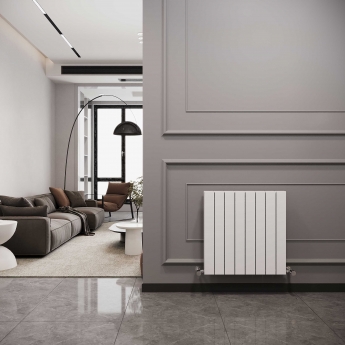 Reina Flat Double Designer Horizontal Radiator 600mm H x 588mm W White | Product Image