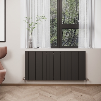 Reina Flat Double Designer Horizontal Radiator 600mm H x 1254mm W Anthracite