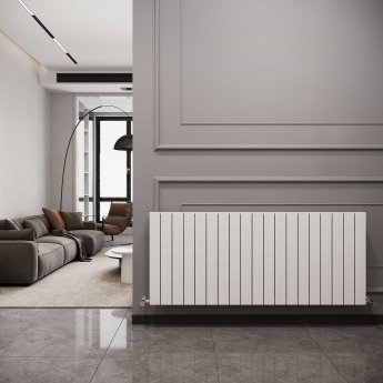 Reina Flat Double Designer Horizontal Radiator 600mm H x 1402mm White