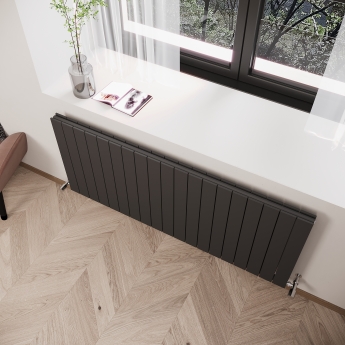 Reina Flat Double Designer Horizontal Radiator 600mm H x 440mm W Anthracite