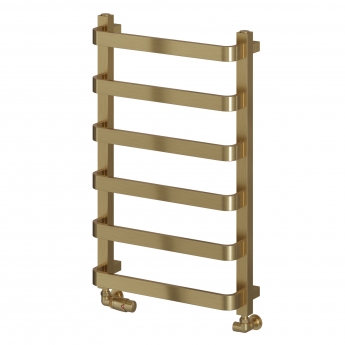 Reina Flora Designer Heated Towel Rail 800mm H x 500mm W Brushed Brass | Product Image