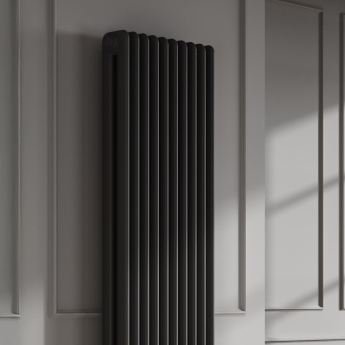 Reina Hedingham 2 Column Designer Vertical Radiator 1800mm H x 465mm W - Black | Product Image